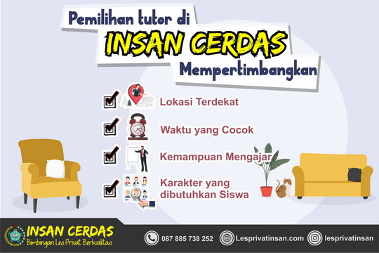 Guru Les Privat Jakarta - Pemilihan Tutor Insan Cerdas mempertimbangkan lokasi terdekat, waktu yang cocok, kemampuan mengajar dan karakter yang dibutuhkan siswa
